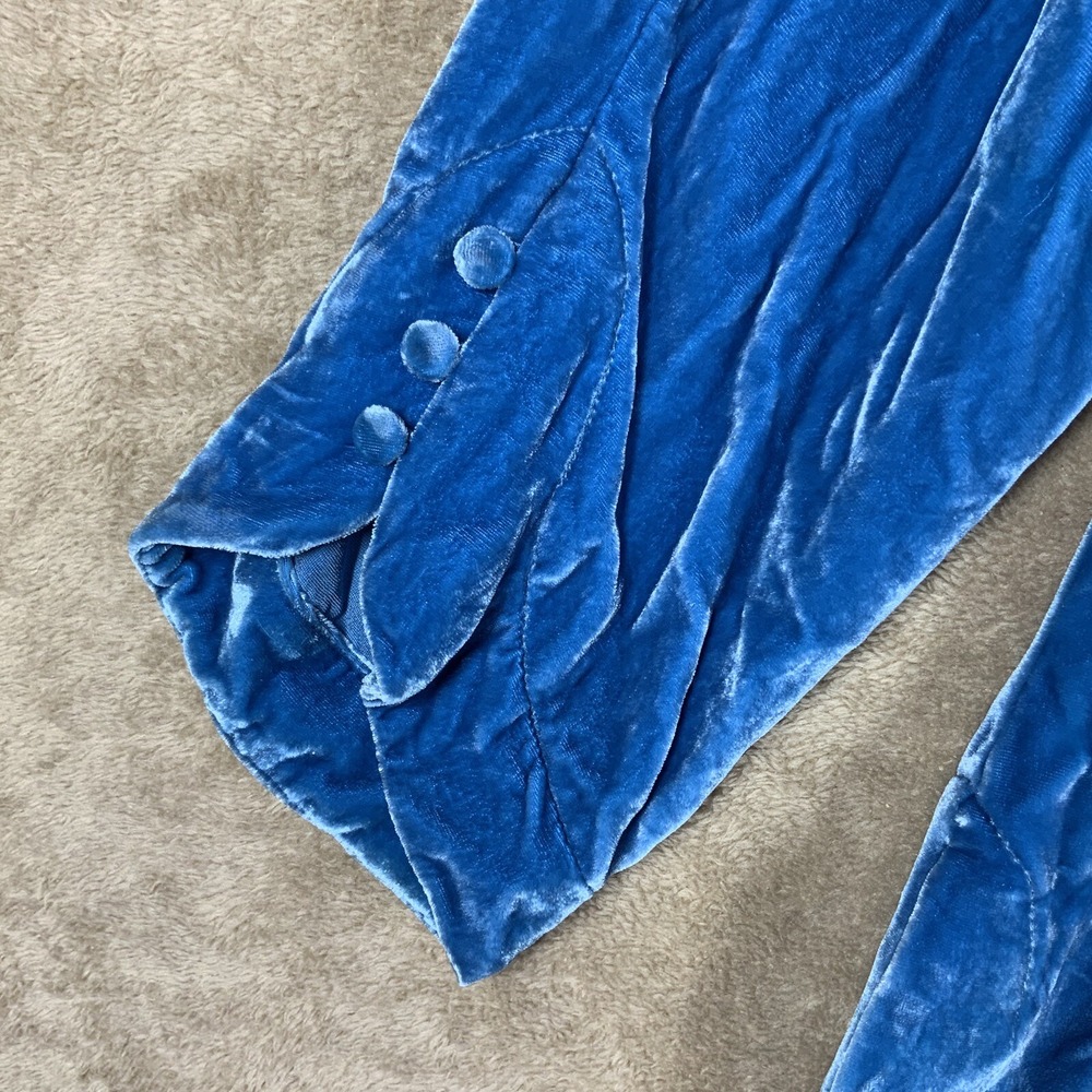 Soft Surroundings Velvet Tunic Top Sz S Peacock Blue Button Boho Whimsigoth EUC - Picture 3 of 9